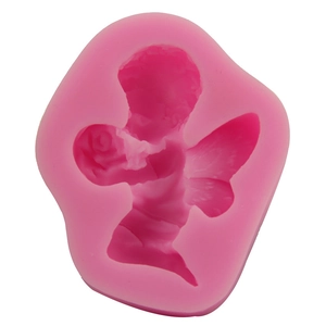 Pink silicone angel mold for DIY fondant cake decoration and chocolate making
