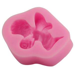 Pink angel-shaped silicone mold for DIY fondant cake decoration and chocolate baking