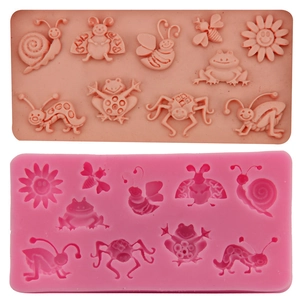 Silicone Cake Mold Insect Bee Butterfly Snail Frog Sunflower Shape Chocolate Fondant Baking Tool DIY Clay Decoration Mold