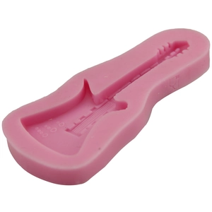 Stampo in silicone rosa a forma di chitarra elettrica per cioccolato e pasta di zucchero
