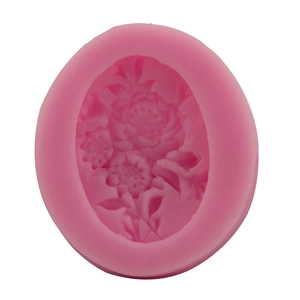 Pink silicone mold for DIY flower embossed fondant cakes and handmade soap crafts
