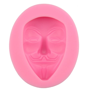 Pink silicone V for Vendetta mask mold for fondant cake decorating and baking tools