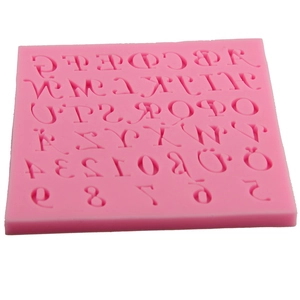 Pink silicone alphabet and number fondant mold for DIY cake decorating and baking