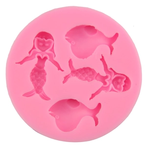 Pink silicone mermaid mold for fondant cake decorating and DIY chocolate baking projects