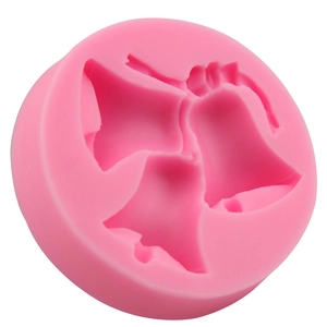Pink silicone mold with Christmas bell shapes for fondant DIY chocolate baking tools
