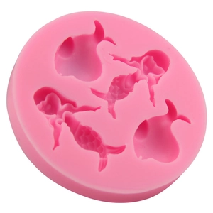 Pink silicone mermaid and whale cake mold for DIY fondant and chocolate baking