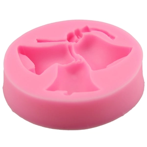 Pink silicone Christmas triple bell DIY mold for chocolate and fondant cake decoration