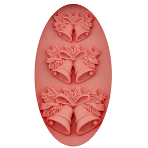 Moule en silicone rose avec trois cloches de Noël pour fondant et chocolat DIY