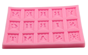 Pink silicone Merry Christmas letter mold for chocolate and fondant cake decoration
