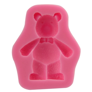 3D teddy bear silicone mold with bow-tie detail for DIY fondant and soap making