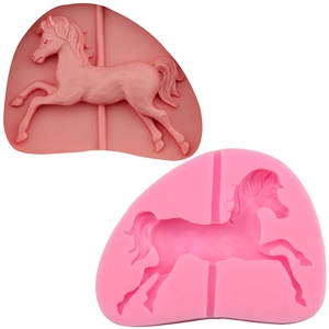 Carousel Horse Silicone Mold For Fondant Chocolate Cake Decoration Pink Food Grade Heat Resistant DIY Baking Tool