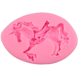 Moule en silicone rose licorne pour décoration de gâteaux en fondant et chocolat