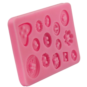 Rosa Silikonform für Knopfformen für Fondantkuchen und Bastelarbeiten mit Multi-Mulden