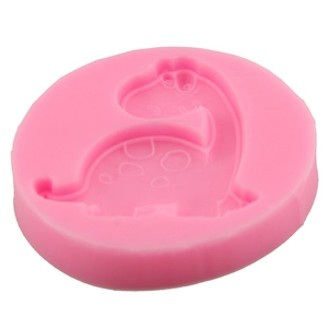 Stampo in silicone rosa con simpatico dinosauro rotondo per decorazioni di torte fai da te