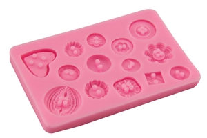 Rosa Silikonknopfform für DIY-Fondant, Schokolade und Tortendekorationswerkzeuge