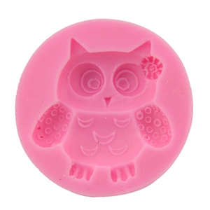 Pink owl silicone fondant mold for DIY cake decorating and chocolate baking tool