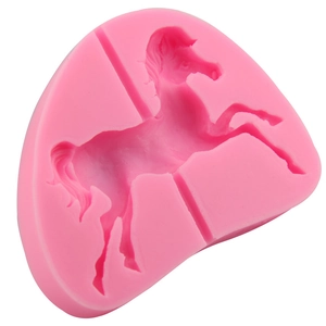 Pink carousel horse silicone mold for DIY cake decorating and chocolate fondant crafts