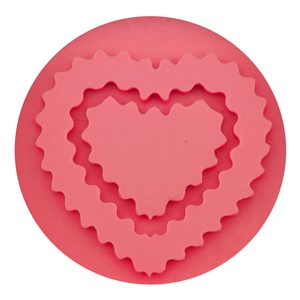 Pink silicone mold featuring double nested heart-shaped frame for cake and fondant decorating