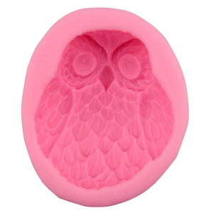Pink silicone owl mold for 3D fondant, chocolate, and soap making with realistic textures