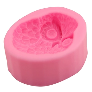 3D owl shaped pink silicone mold for fondant cake and handmade soap crafting