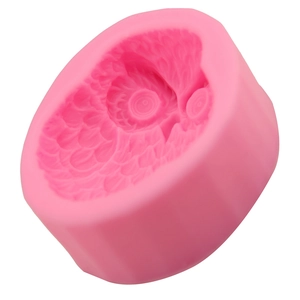 Pink owl silicone mold for 3D fondant, chocolate, and soap making on white background