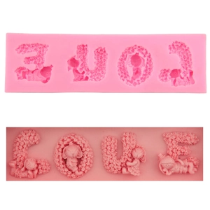 LOVE Letter Silicone Fondant Mold Rose Floral Pattern Rabbit Animal Design For Cake Decorating Chocolate Candy DIY Baking Tools