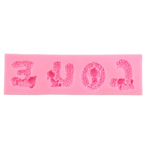 Pink silicone LOVE letter mold for fondant cake decorating and baking crafts