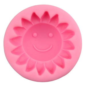 Stampo in silicone a girasole rosa con faccina sorridente per decorazione torte DIY