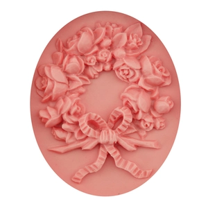 3D Christmas wreath silicone mold with roses and bowknot for cake decorating