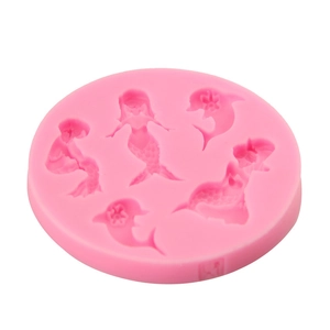 Pink silicone mermaid and dolphin theme fondant mold for cake decorating and DIY crafts