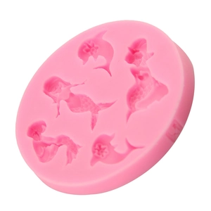 Pink mermaid and dolphin silicone fondant mold for ocean themed cake decoration