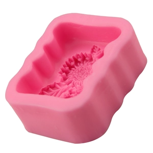 Pink daisy silicone mold for fondant baking and handmade soap making with floral texture