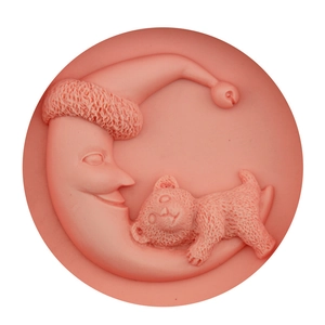 3D pink silicone moon bear fondant mold for DIY cake decoration and baking tools