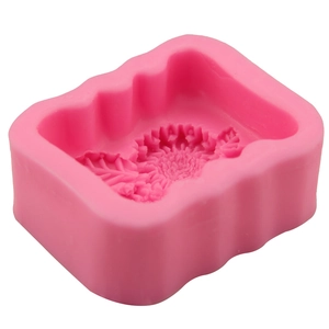 Pink daisy silicone mold for soap and fondant cake decorating with floral texture