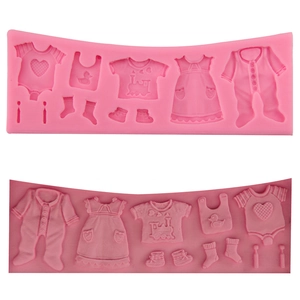 Baby Clothes Silicone Fondant Mold For Cake Decoration Chocolate Candy Clay Baby Shower Birthday DIY Baking Tool
