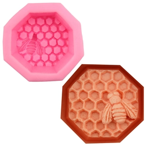 3D Honeycomb Bee Silicone Mold For Cake Decorating Fondant Baking Tool Octagonal Pink Heat Resistant DIY Silicone Mold