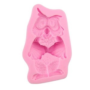 Moule en silicone rose en forme de hibou avec plumes détaillées pour décoration de gâteaux