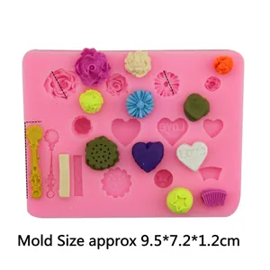 Silikonform mit Herz- Rosen- und Sternmotiven für DIY-Kuchendekoration und Backen