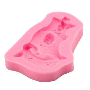 Moule en silicone 3D bateau de pirate rose pour décoration de gâteau fondant