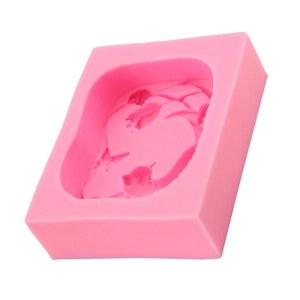 Pink silicone cat and flower mold for soap, chocolate, and cake baking crafts