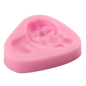 3D Silikonform Hundegesicht in Pink für DIY Torten, Fondant und Seife, sehr detailliert