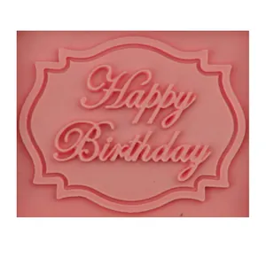 Moule à fondant en silicone rose Happy Birthday avec bordure florale pour gâteaux