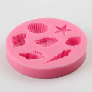 Pink starfish and seashell silicone mold for DIY baking and chocolate cake decorating
