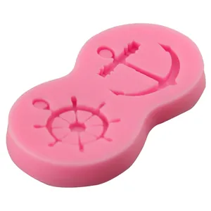 Pink silicone anchor and ship wheel fondant mold for DIY cake decoration and baking