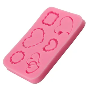 Pink heart-shaped silicone mold for fondant cakes and DIY baking decorating tools