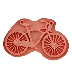 Pink bicycle-shaped silicone fondant mold for DIY cake decorating and baking