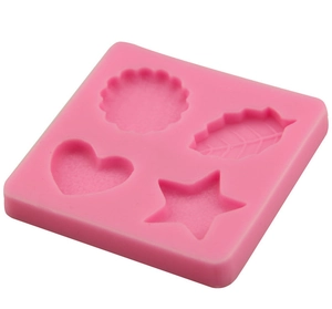Moule en silicone rose avec formes fleur, feuille, cœur et étoile pour pâtisserie et DIY