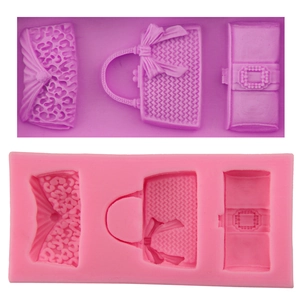 Lady Bag Shape Silicone Fondant Mold Bow Leopard Quilted Design DIY Cake Decoration Baking Tool Chocolate Soap Clay Mold