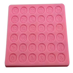 Pink silicone mold with 26 letters and 10 numbers for DIY baking and craft decoration
