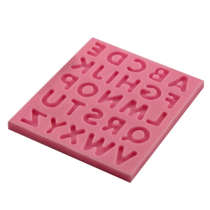 Pink silicone capital alphabet mold for chocolate fondant baking and DIY crafts